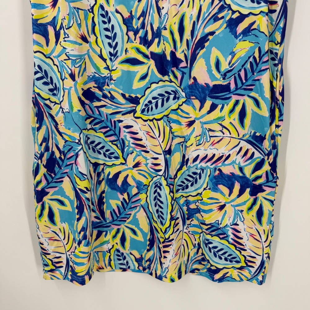 Stella Parker Womens Dress SZ Large Blue Yellow Tropical Resort Cruise Vacation - Picture 4 of 8
